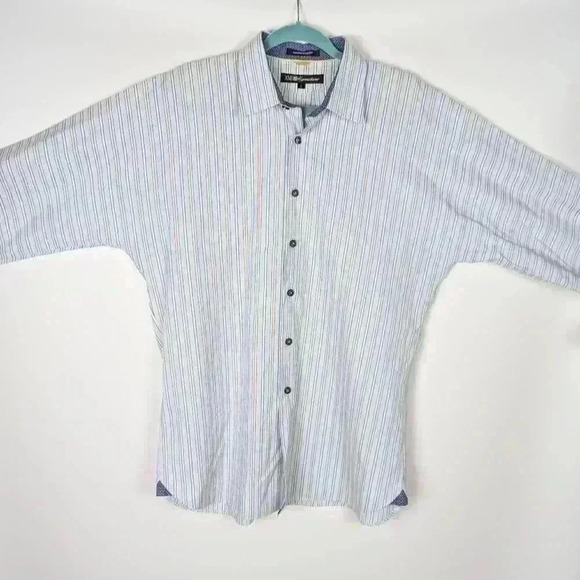 Men's Striped Engineered Fit XMI Signature Dress Shirt Size L - Picture 3 of 4